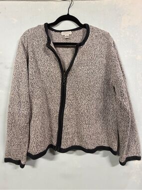 Christopher & Banks Large Gray and Black Zip Front Sweater/Cardigan
